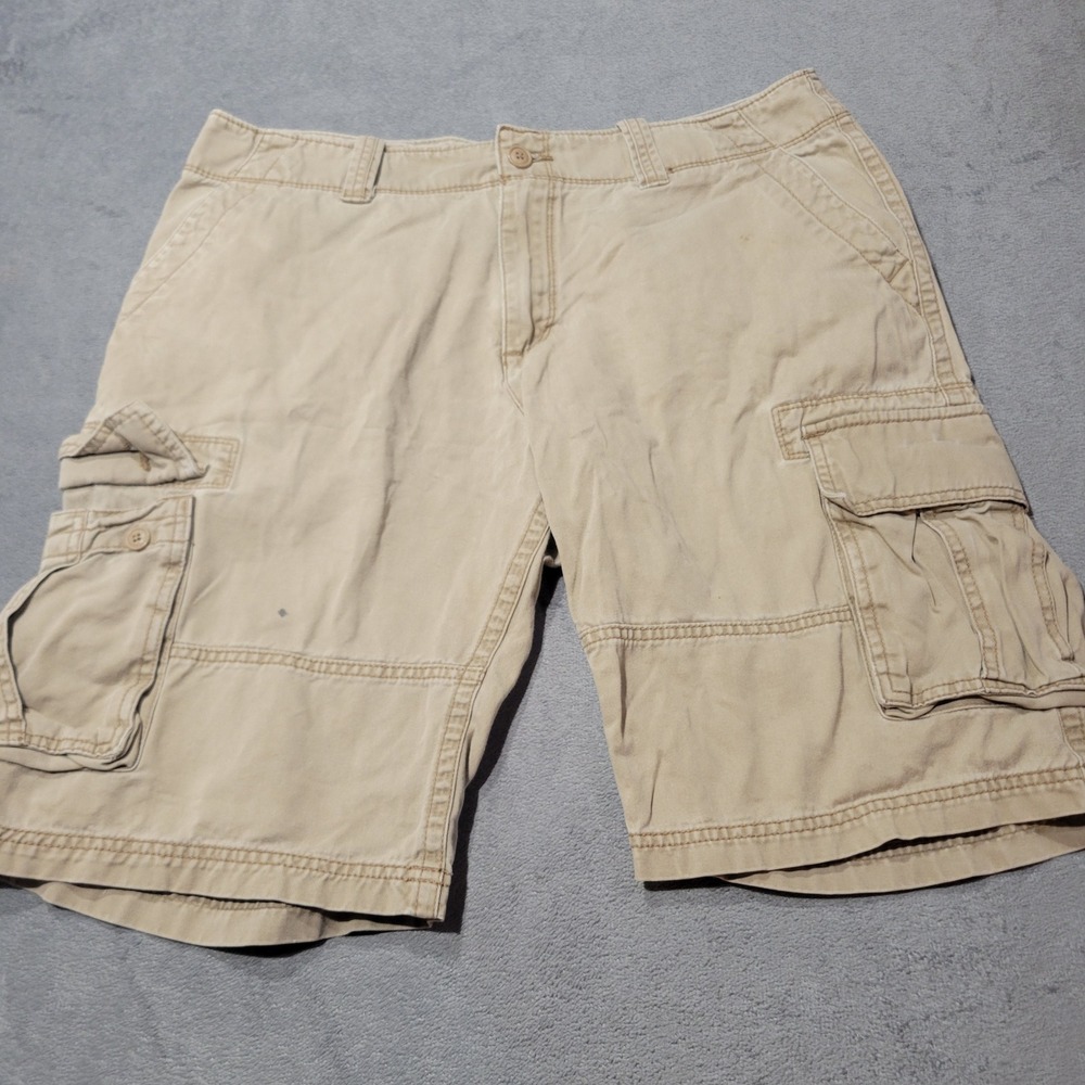 Old Navy Cargo Shorts Mens 34 Tan Khaki Rugged Cotton Utility Multi Pocket 12051